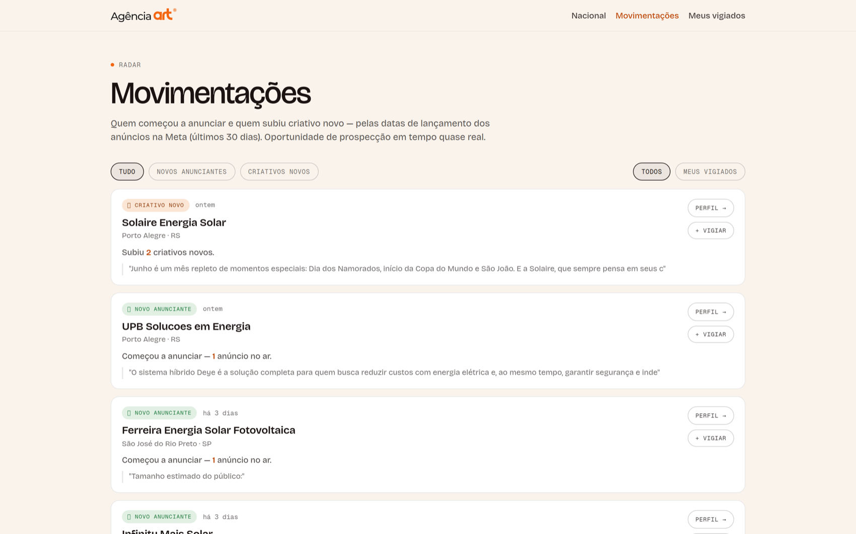 Feed de movimentações: novos anunciantes e criativos novos na praça
